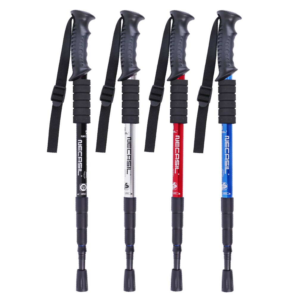 Outdoor Climbing Trekking Pole 4-section Walking Stick Kit Shock-absorbing Cane With Telescopic Inner Lock Pole For NECASIL