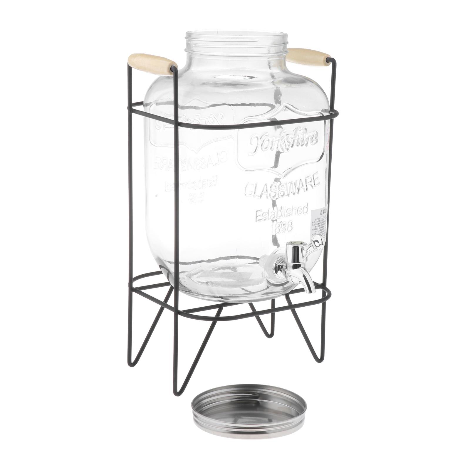 Glass Beverage Dispenser Drink Dispenser for Iced Coffee Tea Pitcher Brewer Coffe Container Juice Wine Jar Storage Machine: 4L Style 2