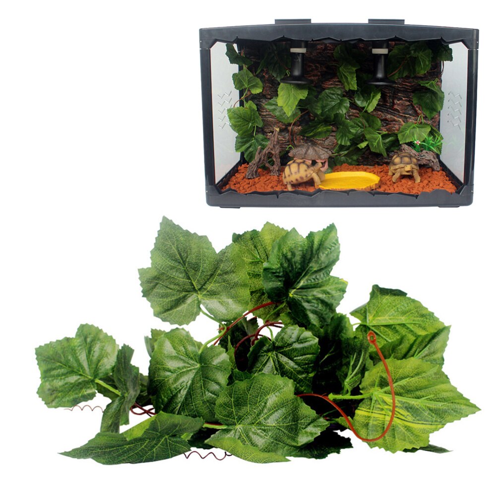 1PC de seguro simulado de hoja de vid de uva de mimbre para peces reptil tanque para decoración de tortugas: Default Title