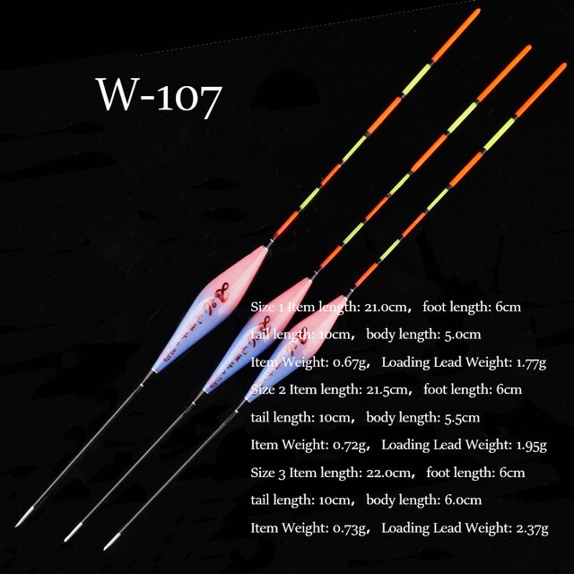 3 st/parti fiskeflöten 1-3#  flöten i komposit nanoplast för fiske med bobbers för sötvattensfiske: W -107