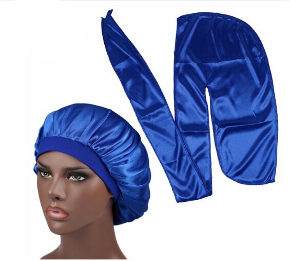Heren zijden durag match zijden muts voor vrouwen dezelfde kleur zijden durag bandana's voor mannen lange staart durags golfmuts slaapmuts