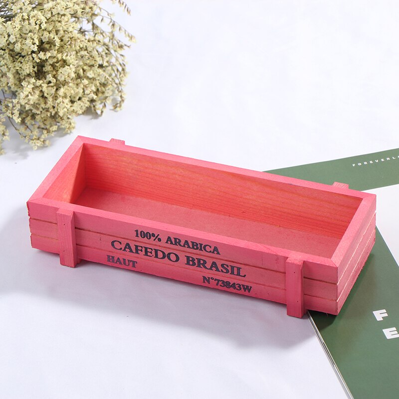 Maceta de madera bonita para interior de helecho, maceta para plantas suculentas, platillos, bonsái de escritorio, maceta, maceta de madera, bandeja para plantar flores: Rojo