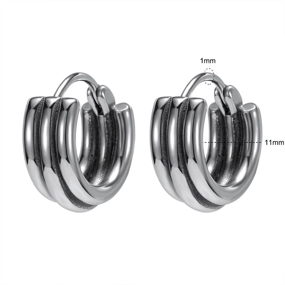 ZS Mens Punk Style Stainless Steel Earrings Rock Roll Skull Hoop Earrings Small Cricle Ear Rounds Hip Hop Jewelry Accessories: 6