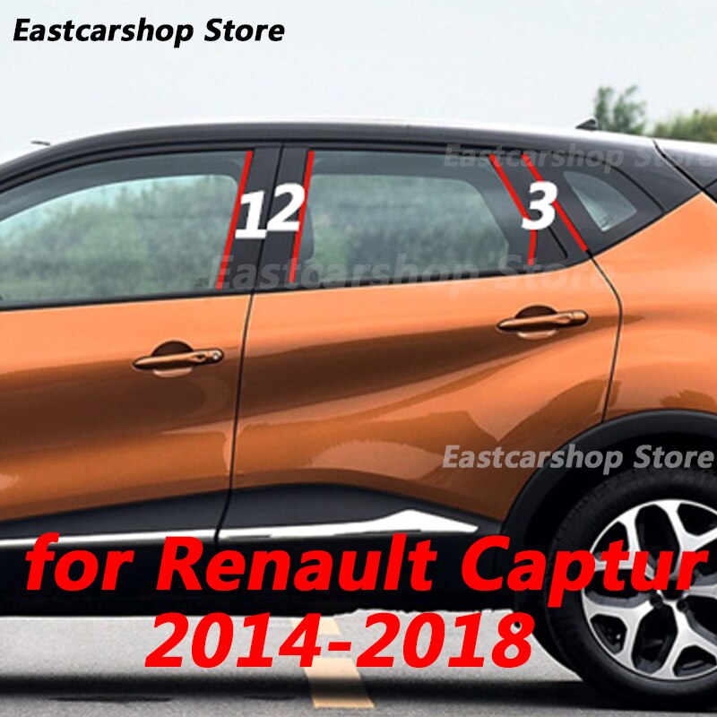 For Renault Captur Car Door Central Window Middle Column Decoration Strip PC B C Pillar Accessories