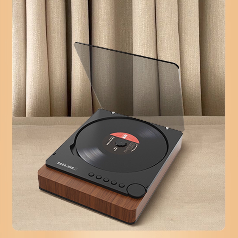 Retro CD Player with Optical Fiber LED Display HiFi Stereo Sound AUX USB Wireless Bluetooth for Home Desktop Theater Audio