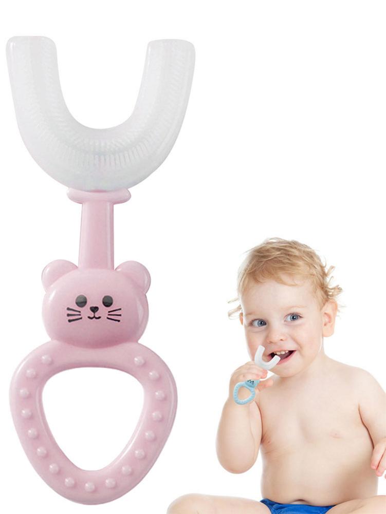 Spazzolino da denti a forma di U per bambini spazzolini da denti per allenamento manuale spazzolino da denti in Silicone morbido per uso alimentare testina 360 denti orali Cle
