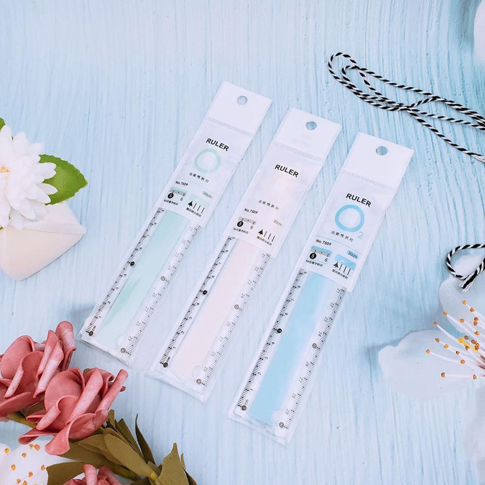 30CM Cute Kawaii Study Time Color Folding Ruler Students For Kids DIY Drawing Multifunction Office School Stationery Ru M5X4