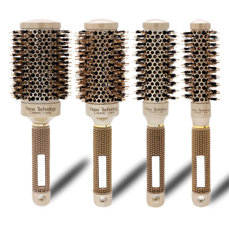 thermique céramique ionique rond baril brosse à cheveux rond baril peigne coiffure Salon de coiffure style séchage friser