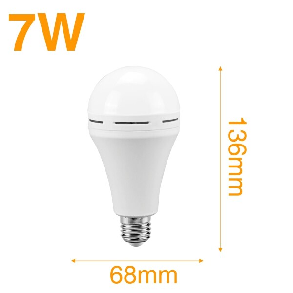 Luz de emergencia LED para exteriores, bombilla LED blanca fría de 110V, 220V, 7W, 9W, 12W, batería recargable, lámpara de iluminación: 7W Cold White