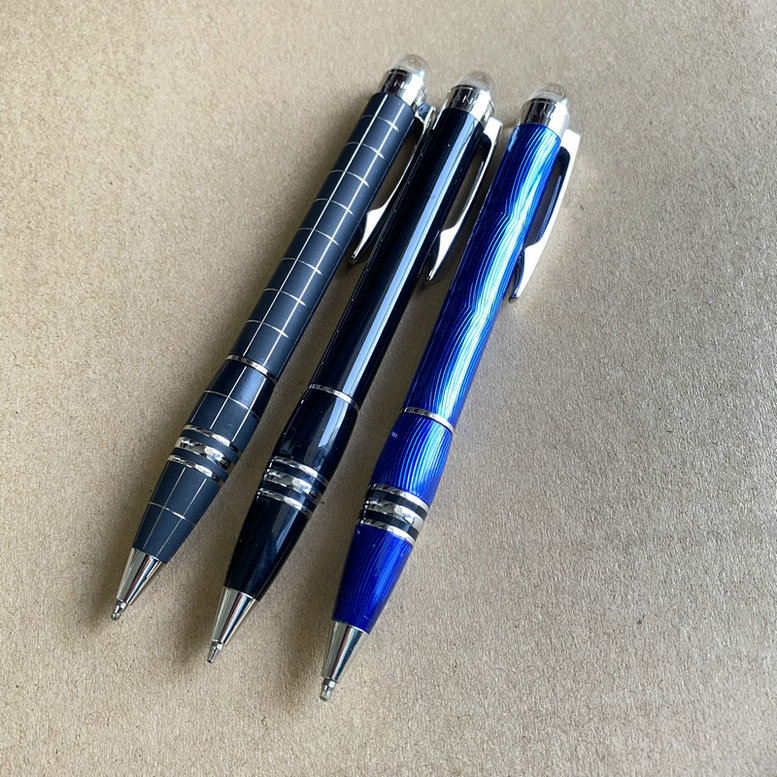 Stylo exécutif en métal à rayures platine, stylo à bille étoile à poignée en caoutchouc/Rollerball, de luxe pour les professionnels d'entreprise