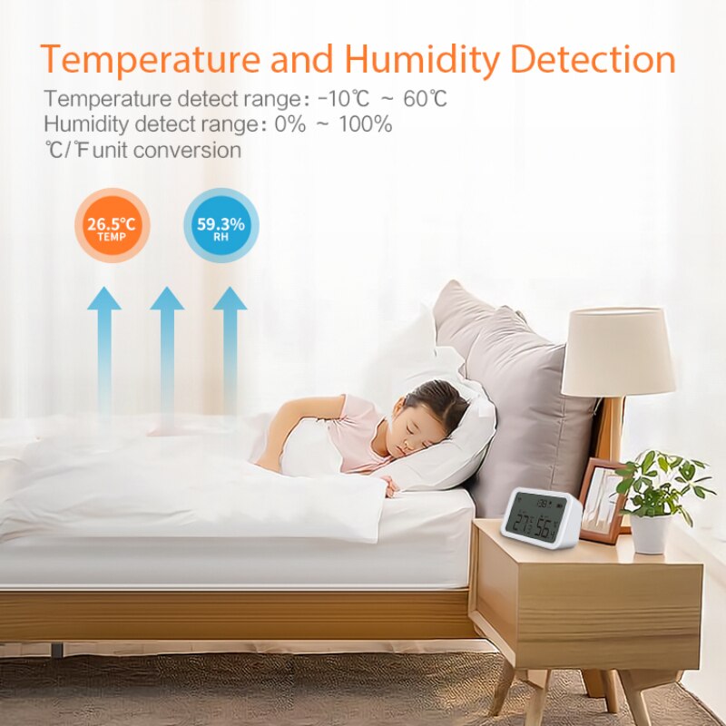 Tuya Zigbee Smart Home Wifi Temperatuur En Vochtigheid Sensor Met Led Screen Werk Met Alexa Google Assistent En Tuya Zigbee hub