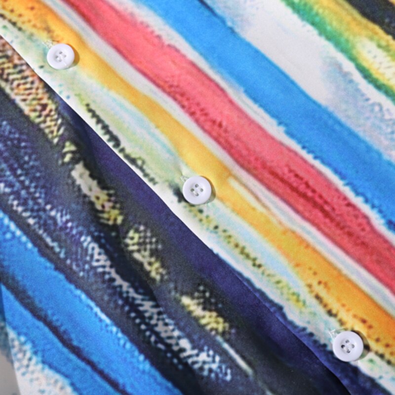 Uomini Camicia Hawaiana Pittura Arcobaleno Striscia di 2020 Camicia anca salto Streetwear Harajuku Camicia Spiaggia HipHop Camicette proprietà Del Manicotto Del Bicchierino