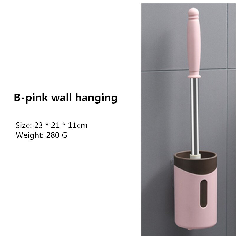 Siliconen Wc Borstel Voor Wc Accessoires Lensbare Toiletborstel Muur Gemonteerde Cleaning Tools Home Badkamer Accessoires Sets: B-pink wall hanging