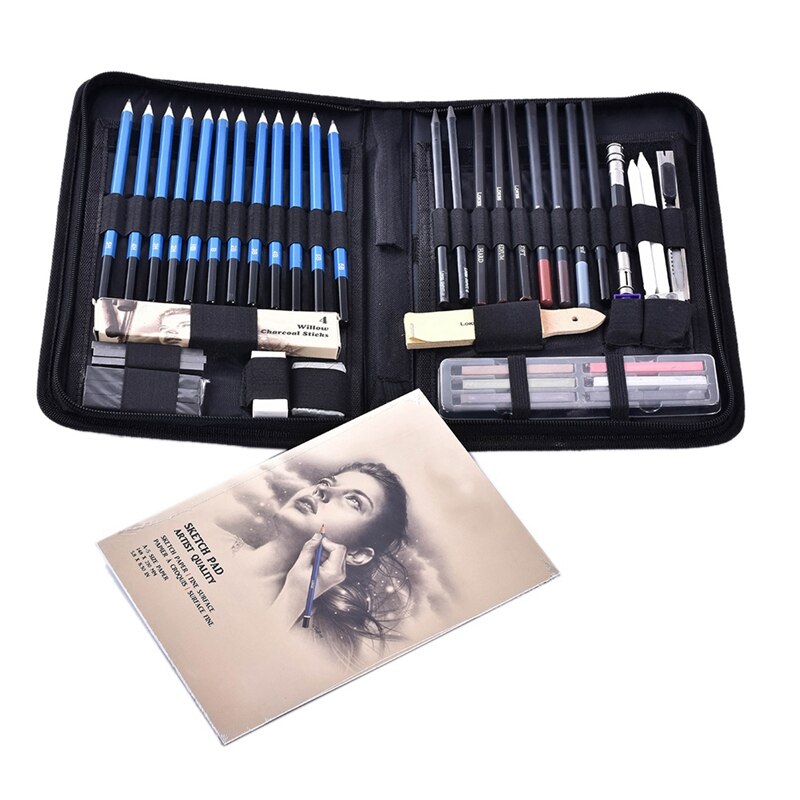 48Pcs Schets Potlood Set Professionele Schetsen Tekening Potloden Kit Draagtas Art Schilderen Tool Set