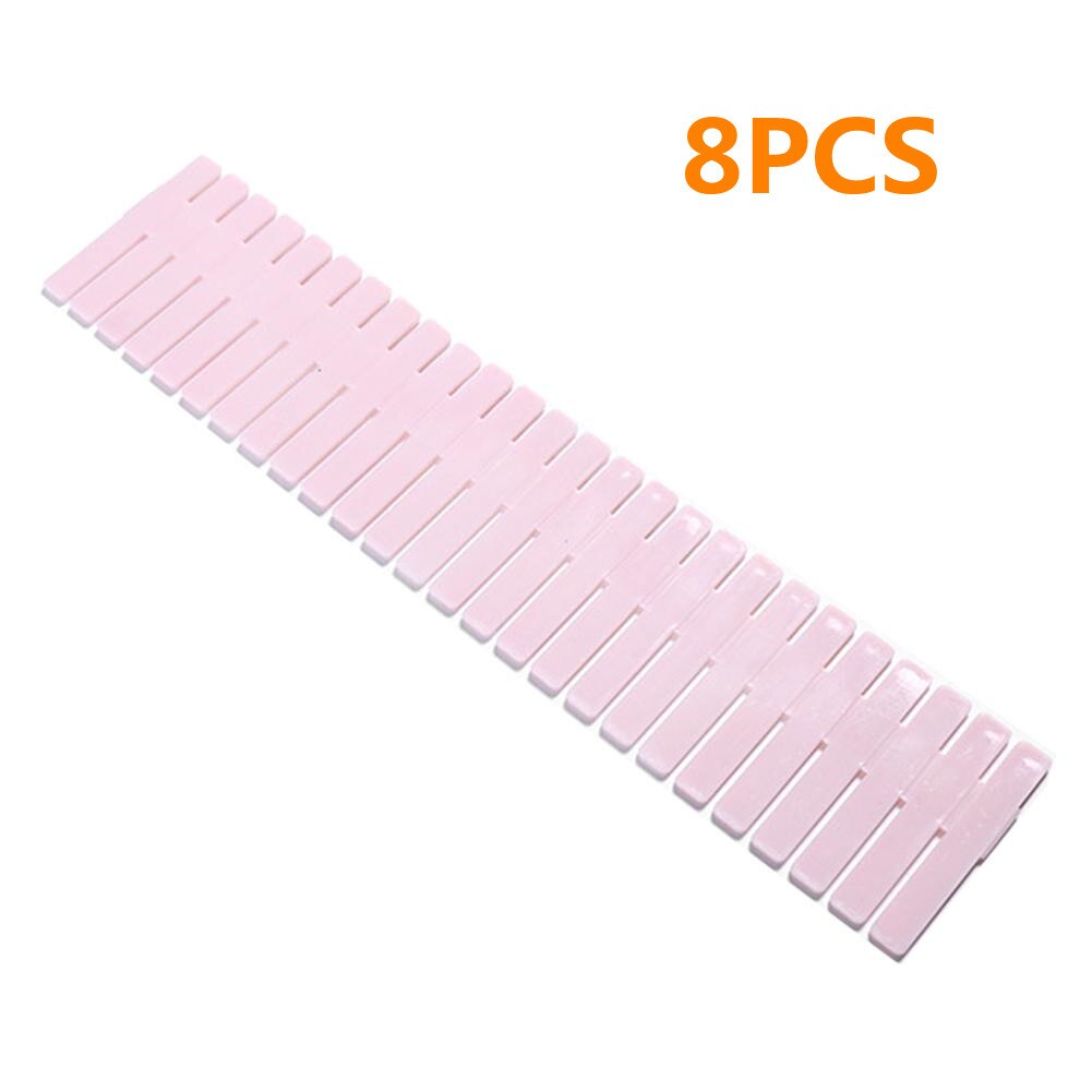 DIY Drawer Divider diy storage shelves Household Adjustable Plastic Storage Box Partition Board Space-saving Tools for Socks: 8PCS Light Pink