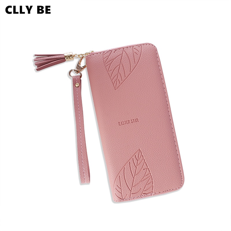 Womens Clutch Wallets PU Leather Purses Female Wristband Leaf Print Long Women Purse Large Capacity Bag Women Wallet