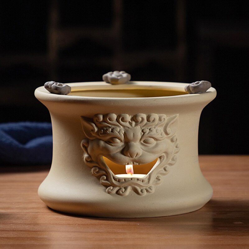 Estufa de té creativa, calentador de velas de Barro Natural, Base de tetera Vintage, accesorios de té, calentador de velas, candelabro