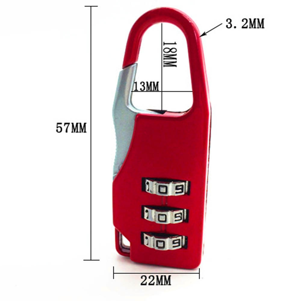 Candado de combinación de código de número de dígitos, candado de seguridad para viaje, candado de equipaje de gimnasio, 3 Mini Dial