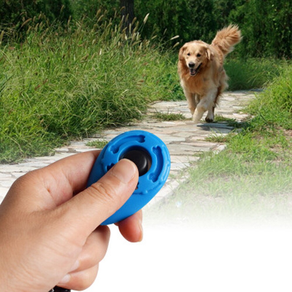 1 stykke kattekattehund træning klikker plast hunde klik træner hjælp til justerbar håndledsrem lyd nøglering hund repeller