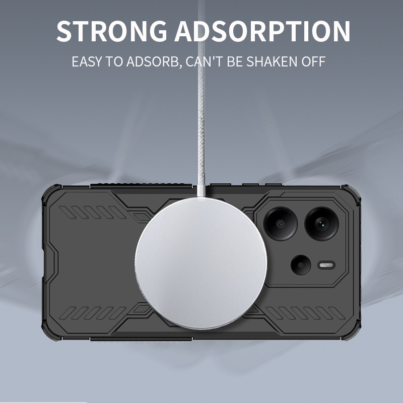 Funda armadura para Redmi Note 14 4G 5G, funda trasera de carga inalámbrica de adsorción magnética para Redmi Note 14 Pro 4G 5G Plus 5G
