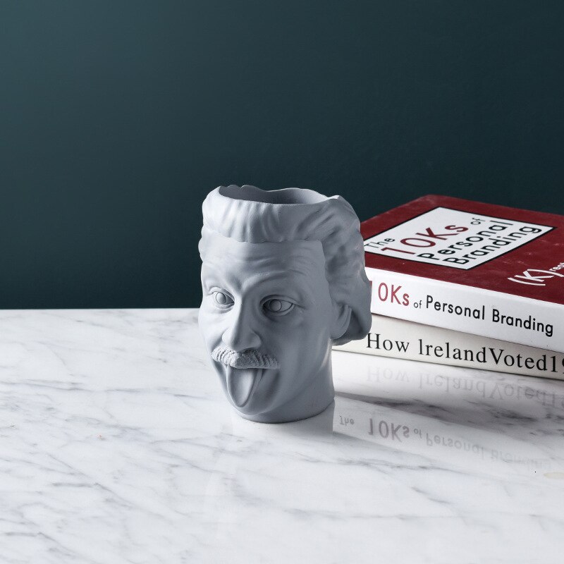 Art visage humain Vase tête humaine Vase Portrait Pot de fleur porte-stylo réservoir de stockage Arrangement de fleurs scientifique Statue ornement: Gray