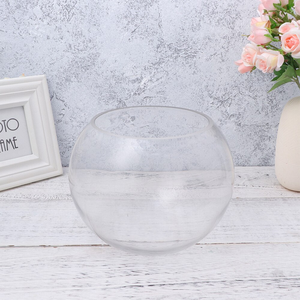 20cm Round Glass Fish Tank Globe Ecological Fish Bowl Terrarium Glass Aquariums for Home Hotel Fish Size: Default Title