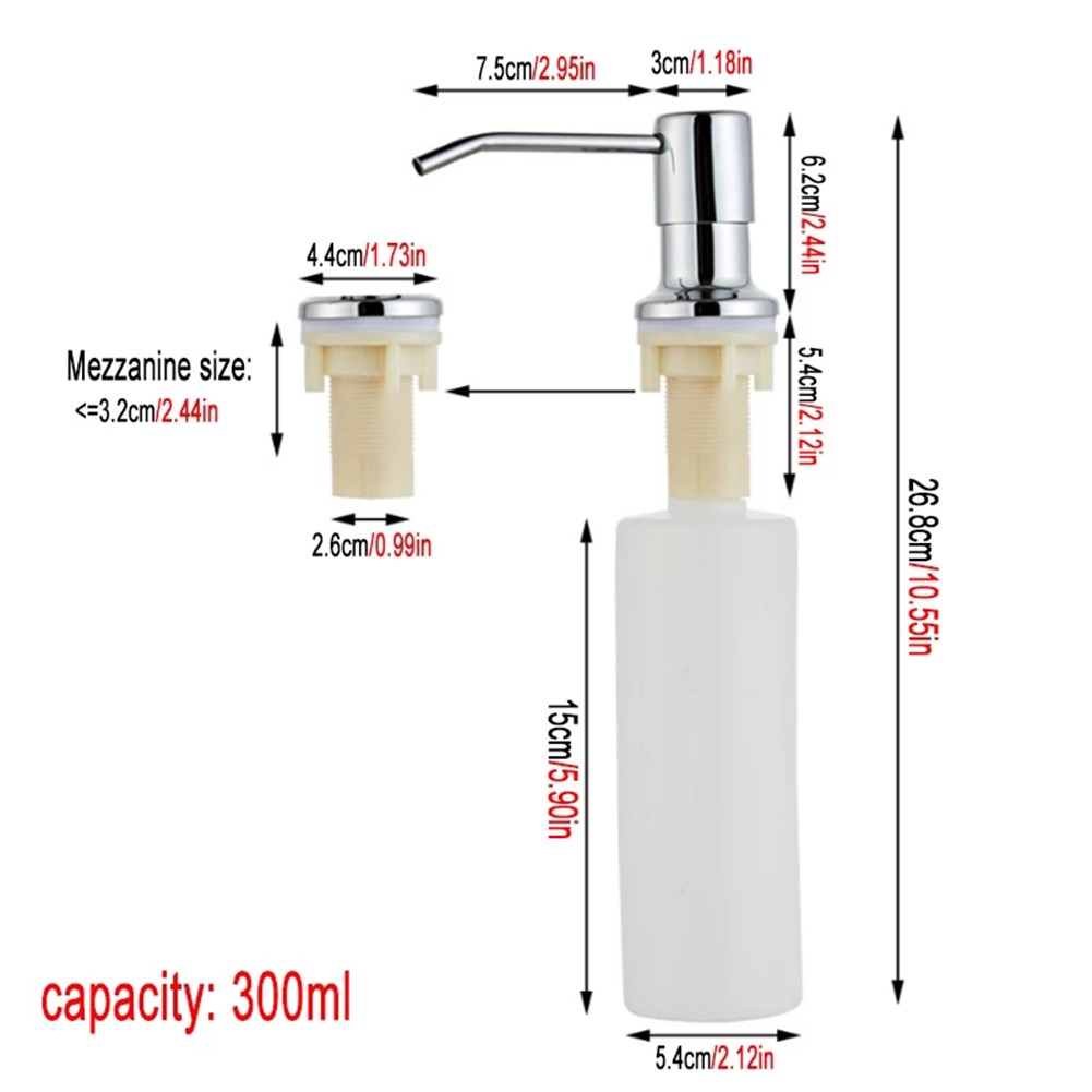 300Ml Aanrecht Zeepdispenser Zwart Abs Dispenser Wasmiddel Vloeibare Zeep Lotion Dispensers Roestvrij Stalen Kop