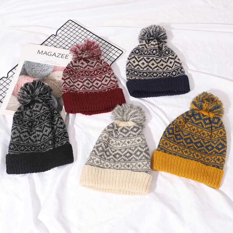 Damska czapka z dzianiny pomponowej, czapka zimowa, puszysta czapka z daszkiem na zewnątrz, naturalna bawełna z pomponem, czapka damska, wygodna elastyczna konstrukcja