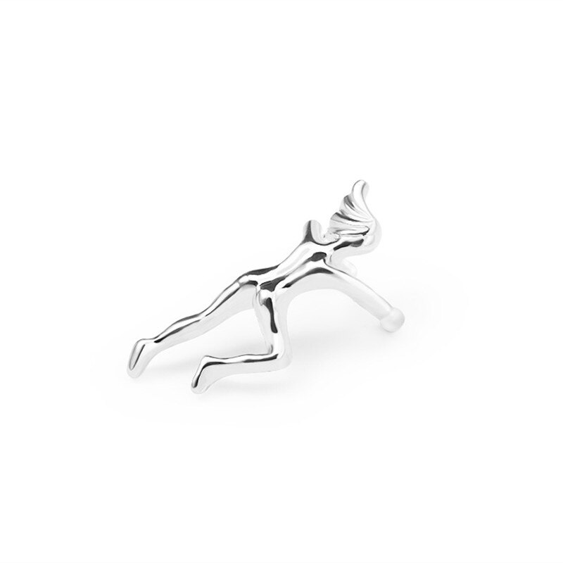 Personlighed klatring menneskelig formet clip øreringe til kvinder mænd enkel stil ingen øre hul smykker: Sølv