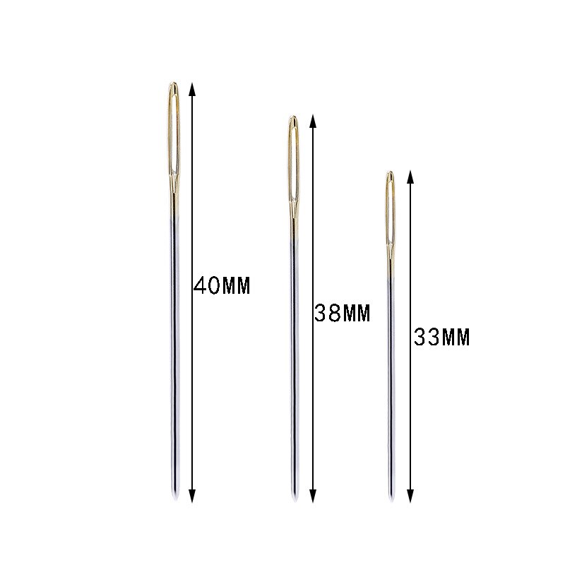 Jiwuo 100pcs Cross Stitch Embroidery Needles 22# 24# 26# Large Eye Hand Sewing Needles With Threader Home DIY Sewing Tool