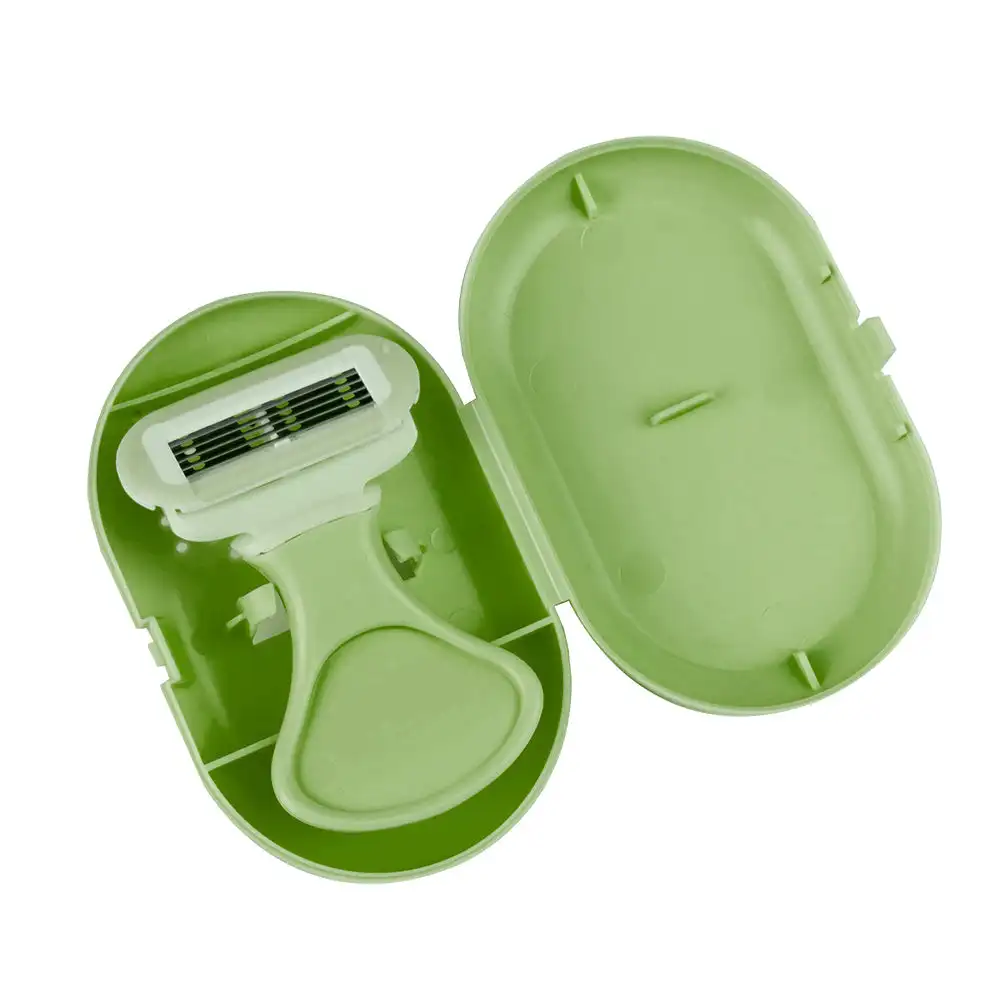 Maquinilla de afeitar de seguridad para mujer, 1 Uds., cuchillas de afeitar Manual de acero inoxidable para Barba, pelo corporal B Ikini, afeitadora de axilas y muslos, afeitado portátil: Oro