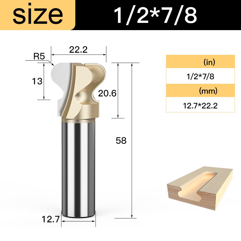 Tideway Grade Arc Nail Drawer Pull Router Bit Door Handle Slotting Milling Cutter Woodworking Grooving CNC Bits: R00403
