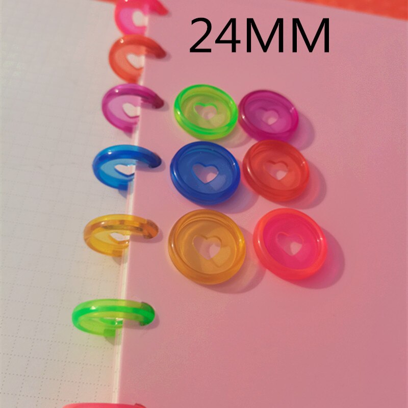 Anillos de encuadernación de plástico, botón de encuadernación de hojas sueltas de amor, Agujero De Seta, bricolaje, botón de encuadernación de anillo de libro de hojas sueltas, 30pcs24mm