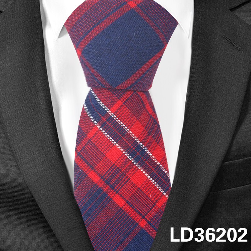 Bomulds plaid slips halsslips til jakkesæt tyndt slips til mænd kvinder mand slips gravatas til bryllupsvirksomhed: Ld36202