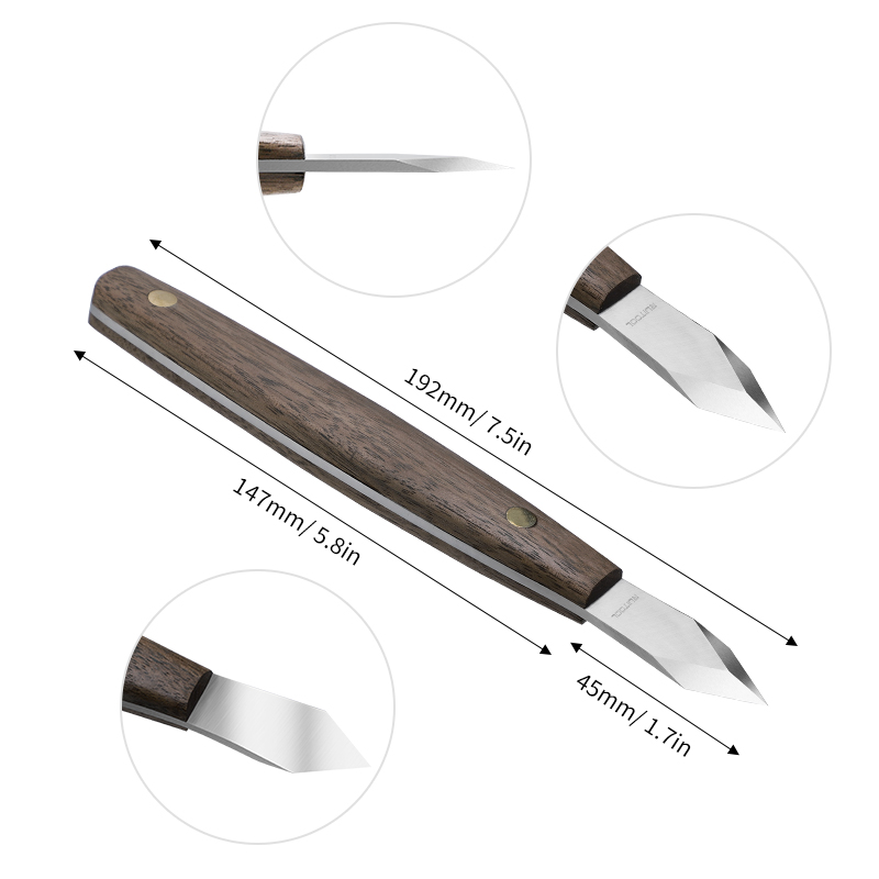Markeringsmes Koolstofstaal mes Dubbele schuine opvallend mes Houten handvat met beschermhoes voor markering en snijwerk