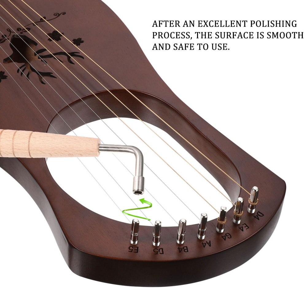 1 Set Houten Harp Retro Stijl Hout 7 Snaren Lier Harp String Instrument
