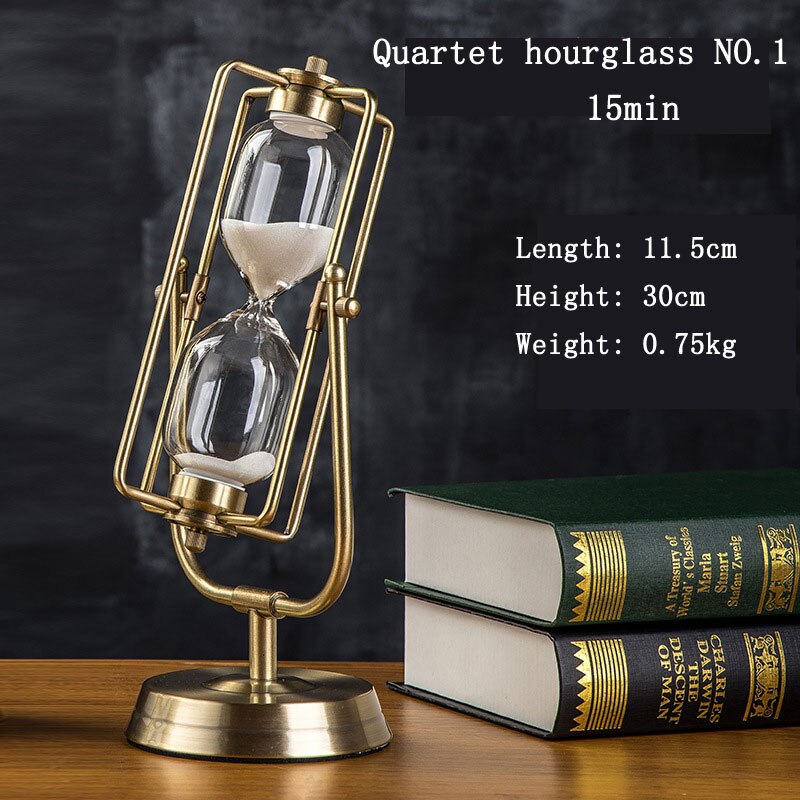 15min Square Frame Simple Hourglass Metal Rotating Hour Glass Office Desktop Decor Kitchen Timer Yoga Sand Clock Xmas Timer: 11.5x30cm 15min