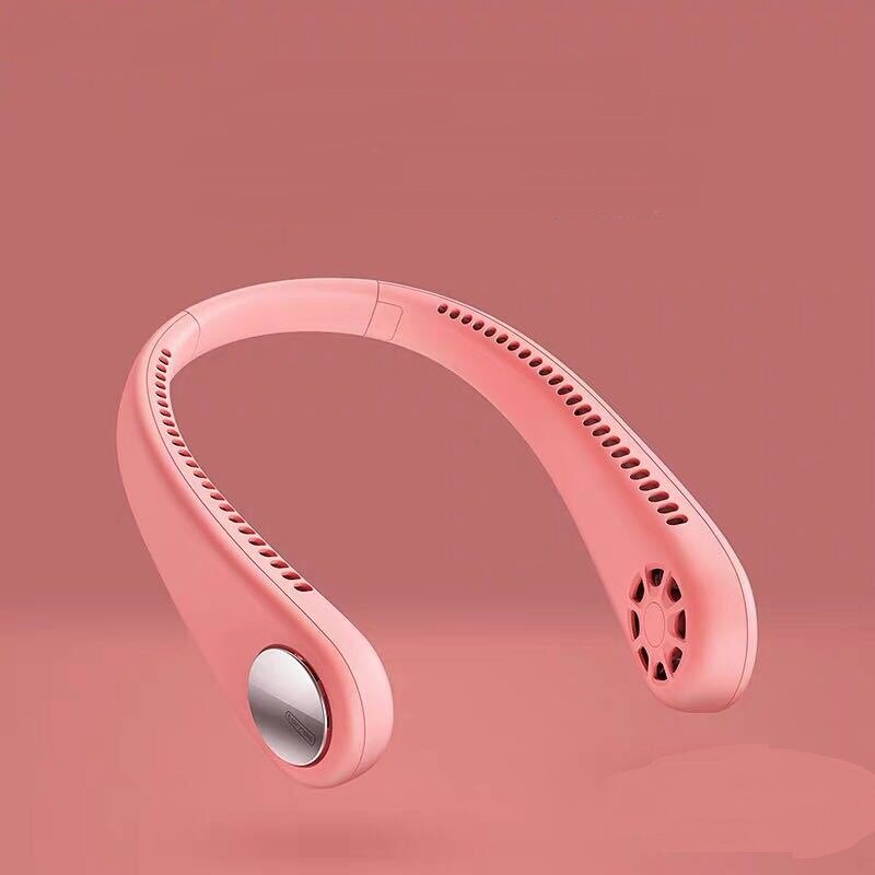 Mini USB Portable Electric fan Neck With Rechargeable Battery Wearable Fan handheld Mobile Air Cooler Conditioner for Room: Pink