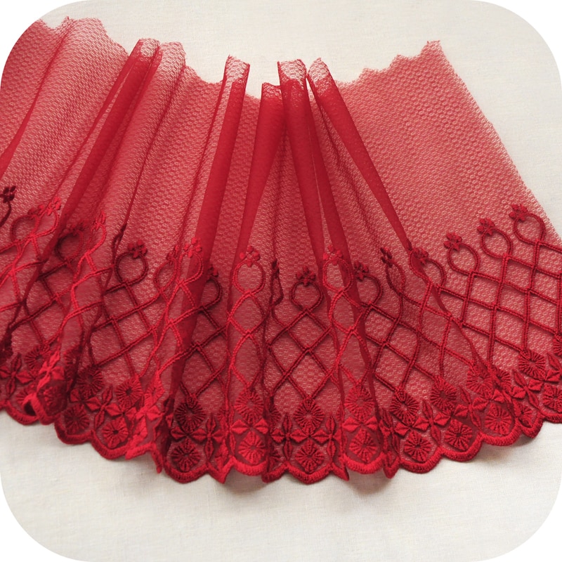 15 Cm 20 Cm 25 Cm Bourgondië Mesh Bloemen Geborduu... – Grandado