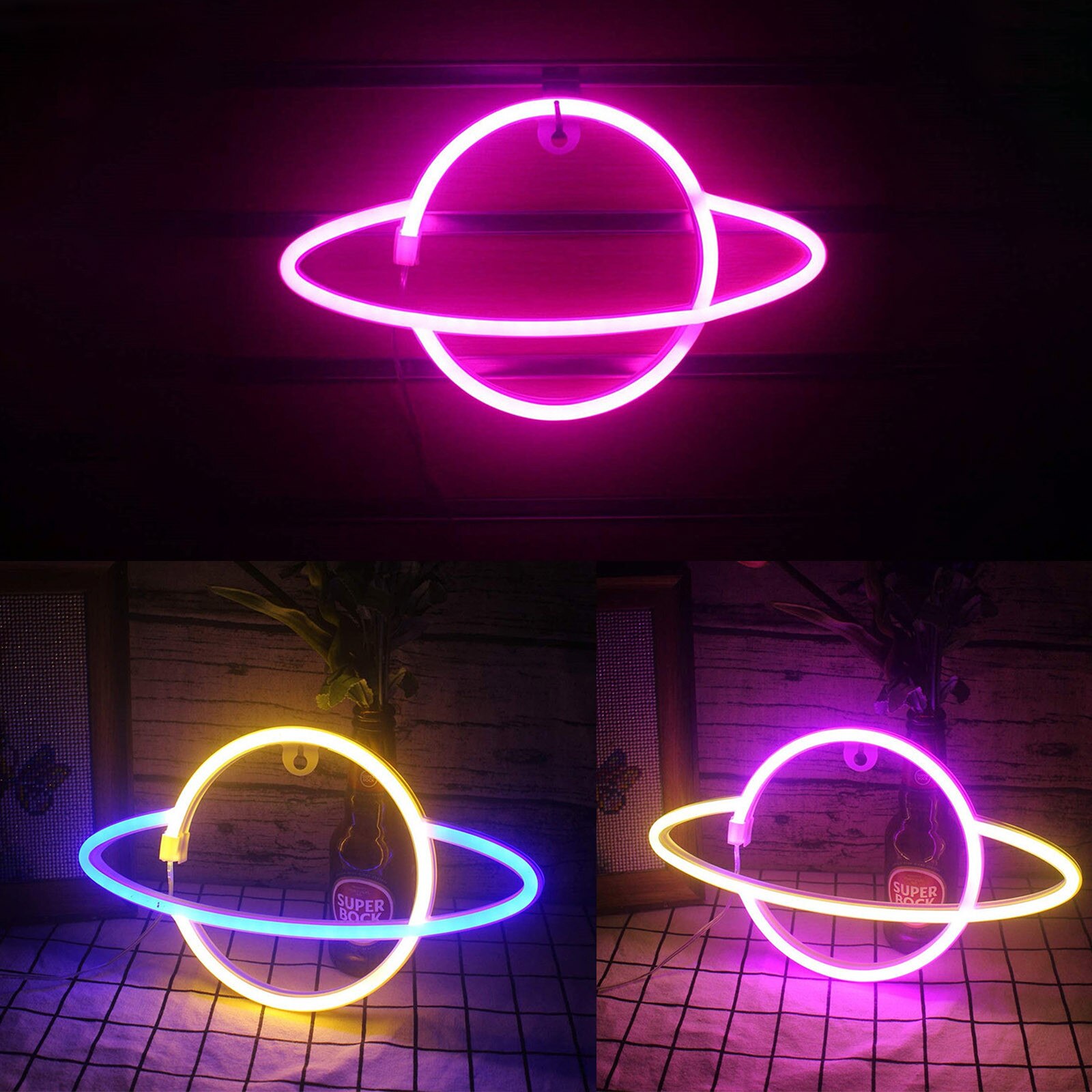 Neon Led Light Kleurrijke Planeet Neon Muur Art Teken Voor Kamer Home Party Bruiloft Decoratie Party Opknoping Neon Lamp # T1G
