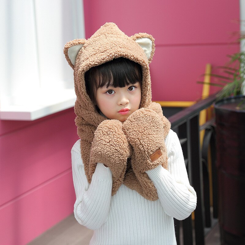 Kindersjaals kinderen jongens en meisjes kinderen warm houden sjaals sjaal met muts het einde is de handschoen  wj143: 1