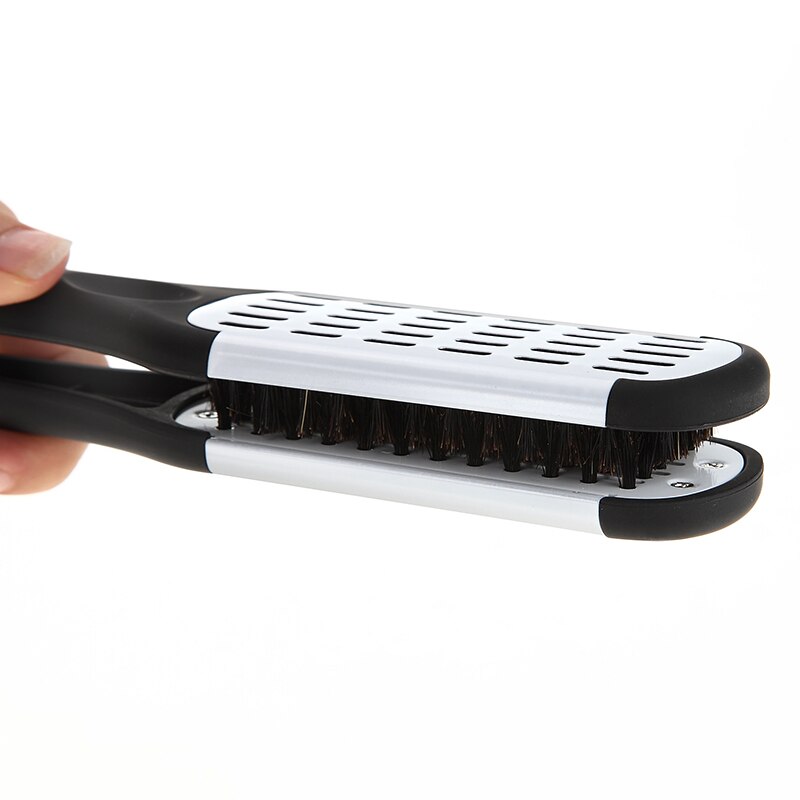 Pro Kappers Stijltang Nylon Haar Rechttrekken Dubbele Borstels V Vorm Kam Klem Niet Pijn Styling Tools Diy Thuis