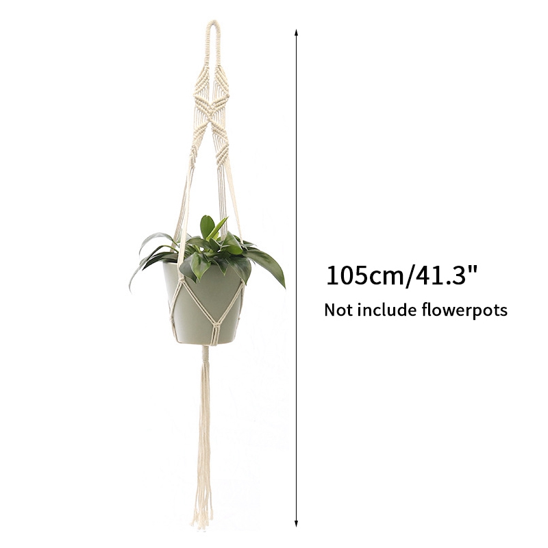 Tuinieren Groene Plant Hangende Mand Katoenen Touw Hanger Bloempot Handgemaakte Macrame Pot Zakmuur Boho Binnenplaats Home Decor: Lavendel