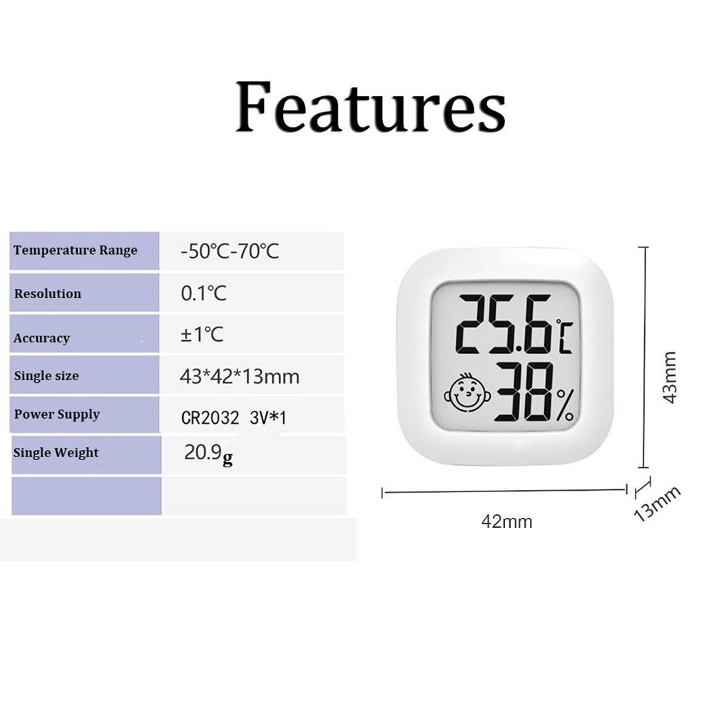 Indoor Temperature/Humidity Meter Mini Digital LCD Thermometer Hygrometer Gauge Monitor Meter Accurate Measurement Instrument