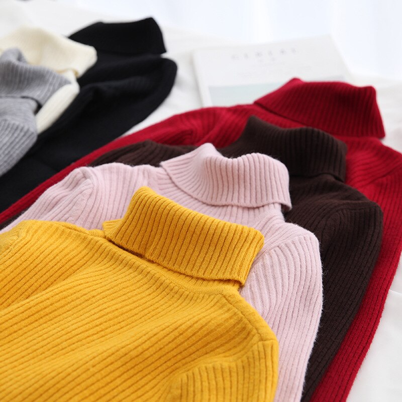 H.SA Autumn Basic Turtleneck Sweater Casual Soft Solid Jumper Korean Sweater Slim Femme Elasticity Winter Pullovers