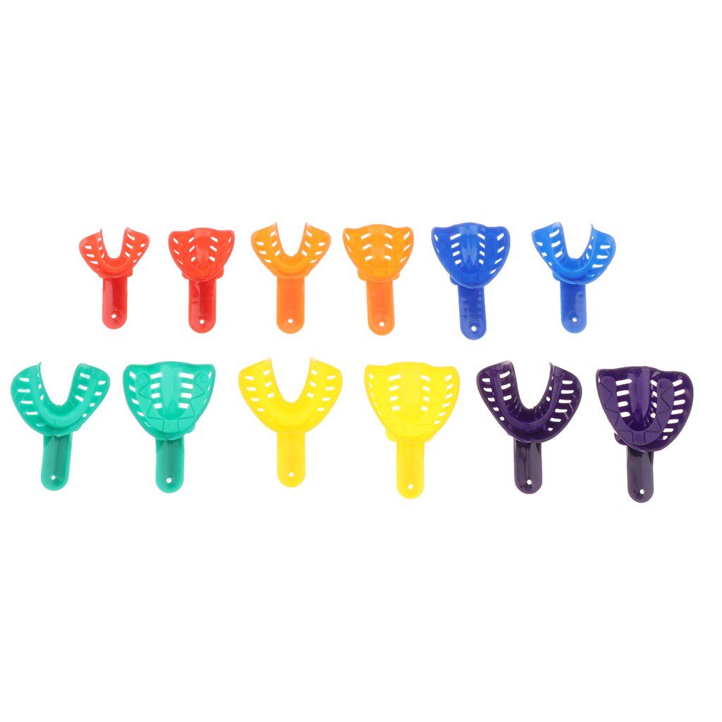 6 Pairs Upper &amp; Lower Plastic Impression Trays For Adults Children