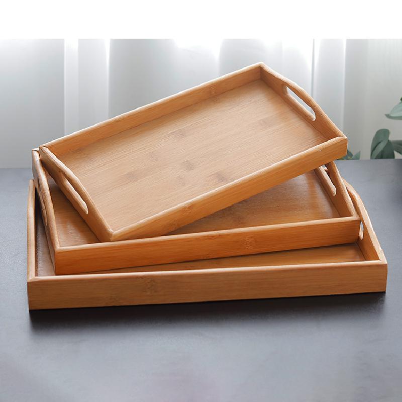 Bamboo Bamboo Rectangular Bamboo Tray Tea Tray Home Daily Fruit Tableware Tea Set Tea Tray Tea Tray Bamboo Tray: 3-piece set