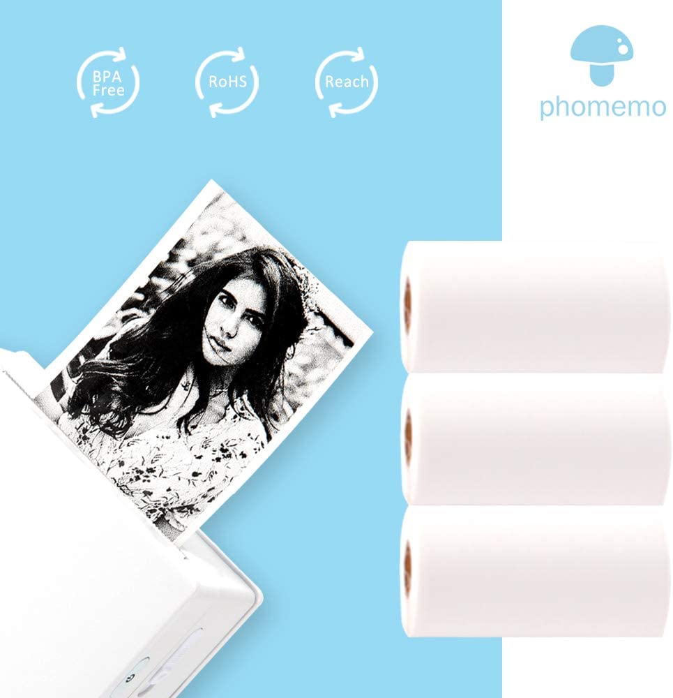 6 Rolls Phomemo White Self-Adhesive Thermal Paper for Phomemo M02/M02S/M02Pro Sticker Machine Printable Paper Roll