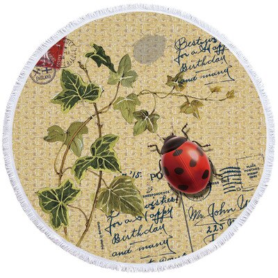 Retro rundt badehåndklæde med kvaster vintage big ben yogatæppe picnicmåtte blomsterbadehåndklæde: F