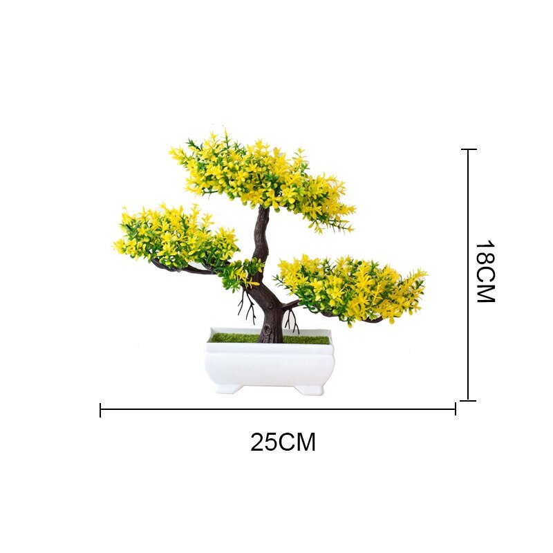 Kunstplanten Pine Bonsai Kleine Boom Pot Planten Nep Bloemen Ingemaakte Ornamenten Voor Home Decoratie Hotel Tuin Decor: yellow